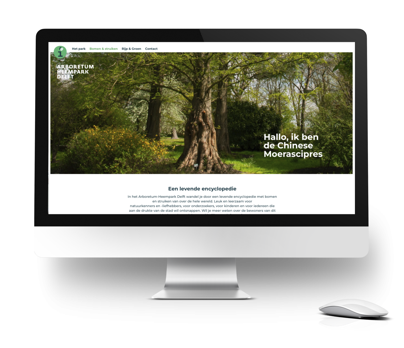 Desktop website Arboretum Heempark Delft